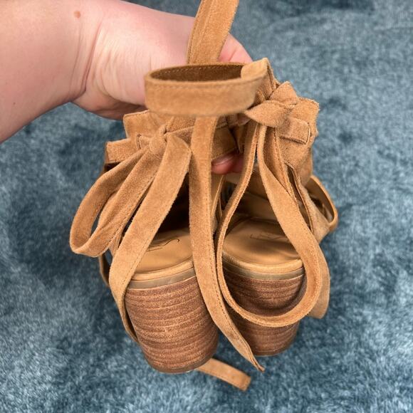 FRANCO SARTO Harmon Tan Suede Lace-Up Block Heels Size 8 - Picture 5 of 8